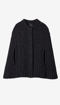 Smythe - Cable-Knit Cape in Charcoal