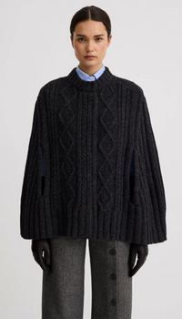 Smythe - Cable-Knit Cape in Charcoal