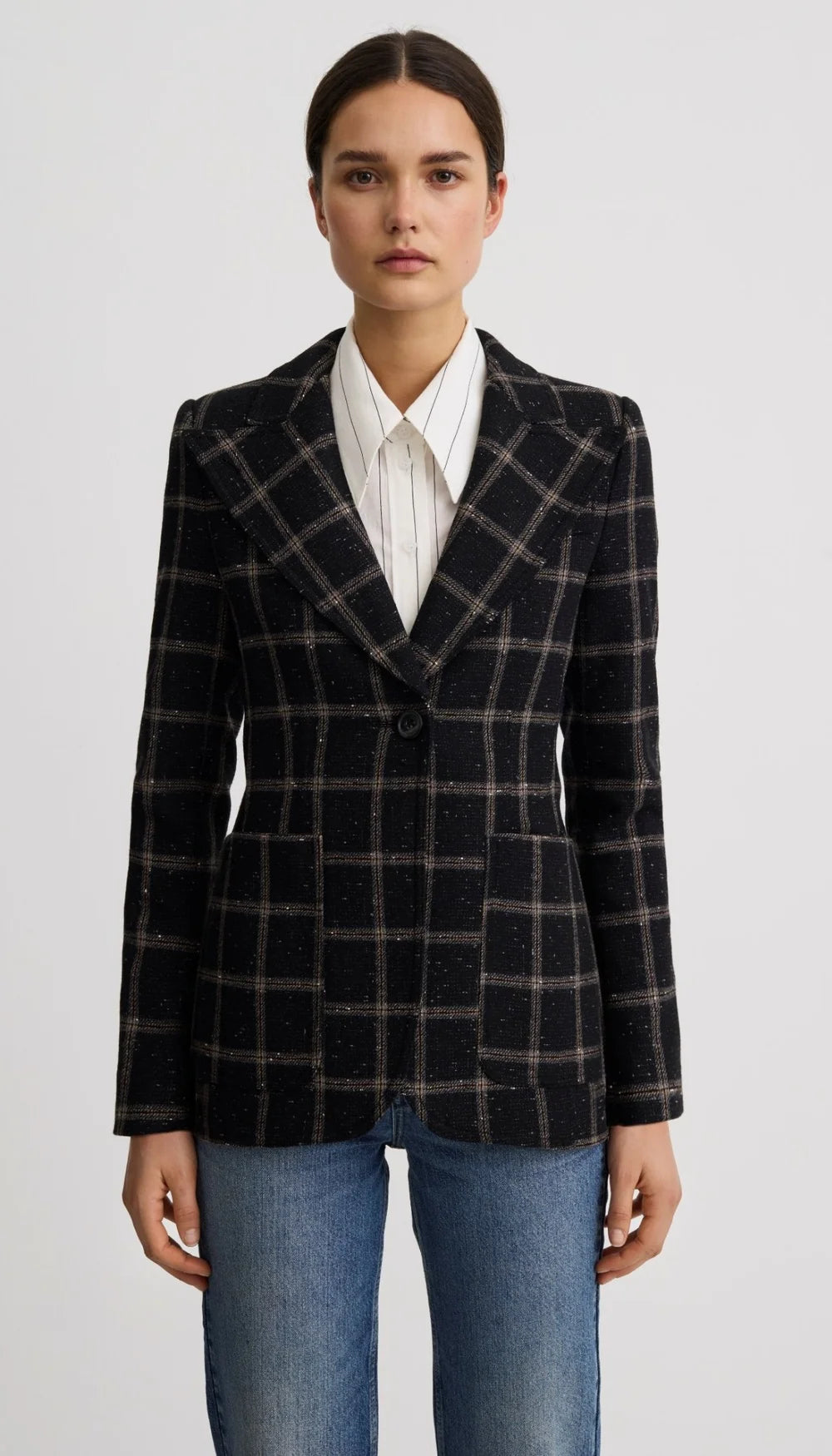 Smythe - Patch Pocket Birkin Blazer in Black Plaid