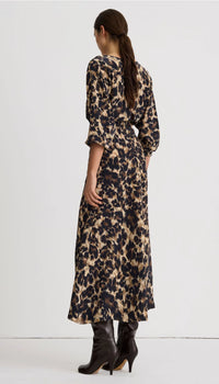 Smythe - V-Neck Flounce Hem Dress in Leopard