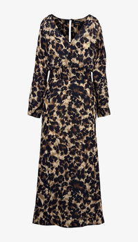 Smythe - V-Neck Flounce Hem Dress in Leopard