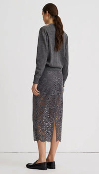 Smythe - Lace Pencil Skirt in Graphite