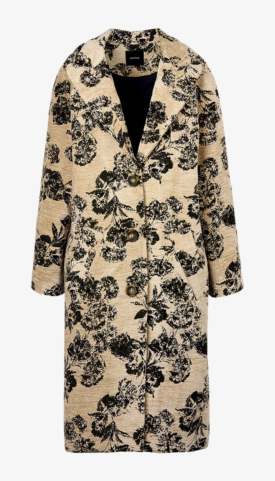 Smythe - Raglan Coat in Olive Jacquard