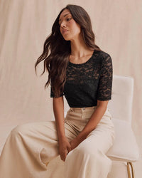 Splendid - Skyler Stretch Lace Top in Black