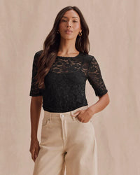 Splendid - Skyler Stretch Lace Top in Black