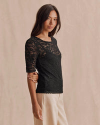 Splendid - Skyler Stretch Lace Top in Black