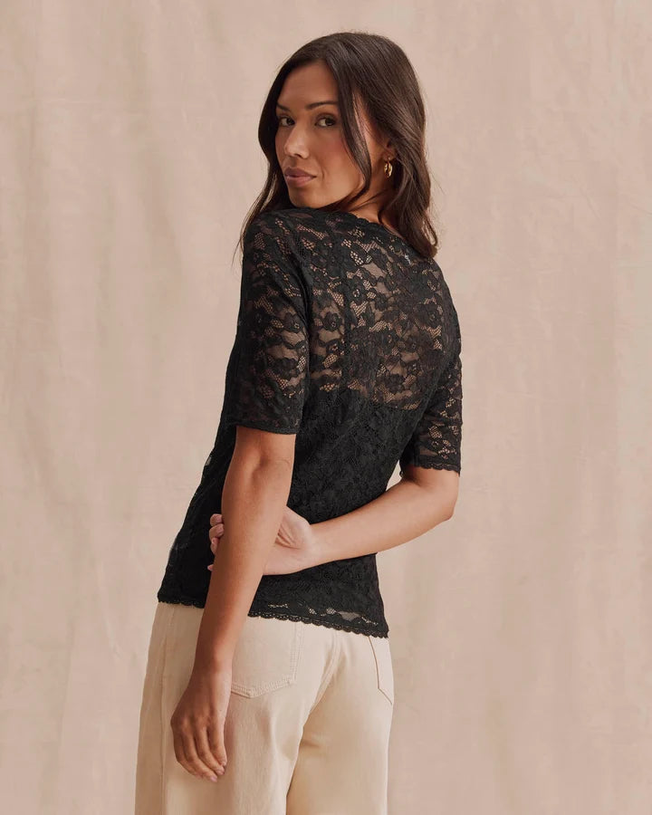 Splendid - Skyler Stretch Lace Top in Black