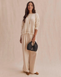 Splendid - Georgie Lace Trim Pullover in Wheat Heather