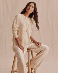 Splendid - Georgie Lace Trim Pullover in Wheat Heather