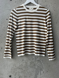 YERSE - Cotton Striped Sweater in Khaki/Crudo