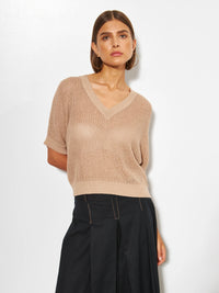 LINE Knitwear - Piper - Sweater V-Neck Top in Driftwood