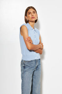 LINE Knitwear - Shiloh - Collar Vest in Clear Water