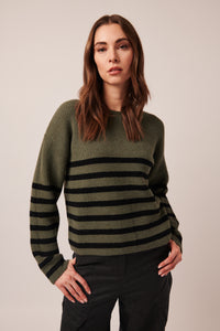 LINE Knitwear - Floralie Striped Sweater in Sage Twist