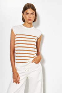 LINE Knitwear - Caro - Striped Top in Cafe Au Lait