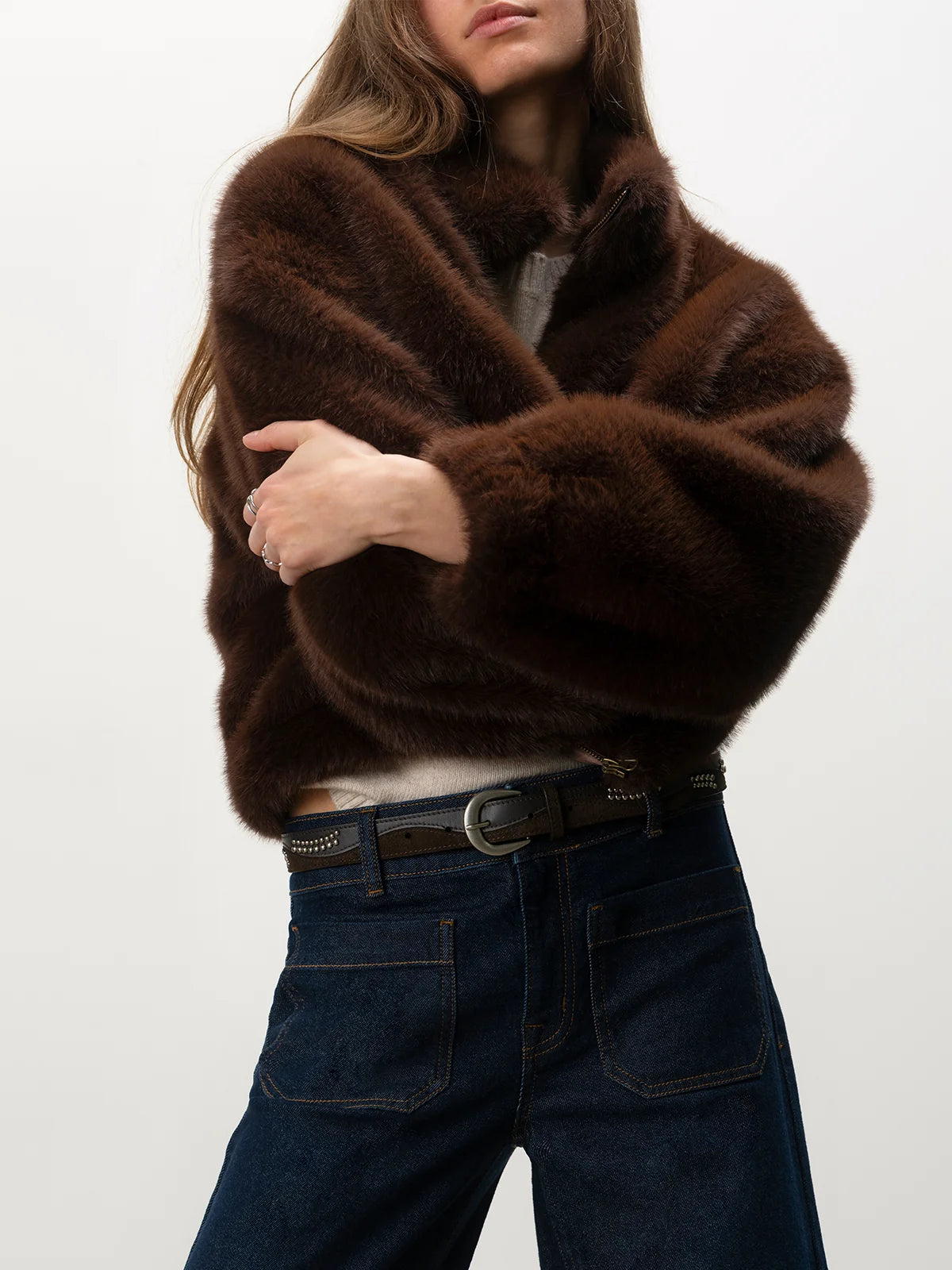 Sanctuary - Everest Fur Bomber in Espresso Martini