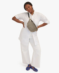 Clare V. - Grande Fanny Woven Checker in Cream/Black