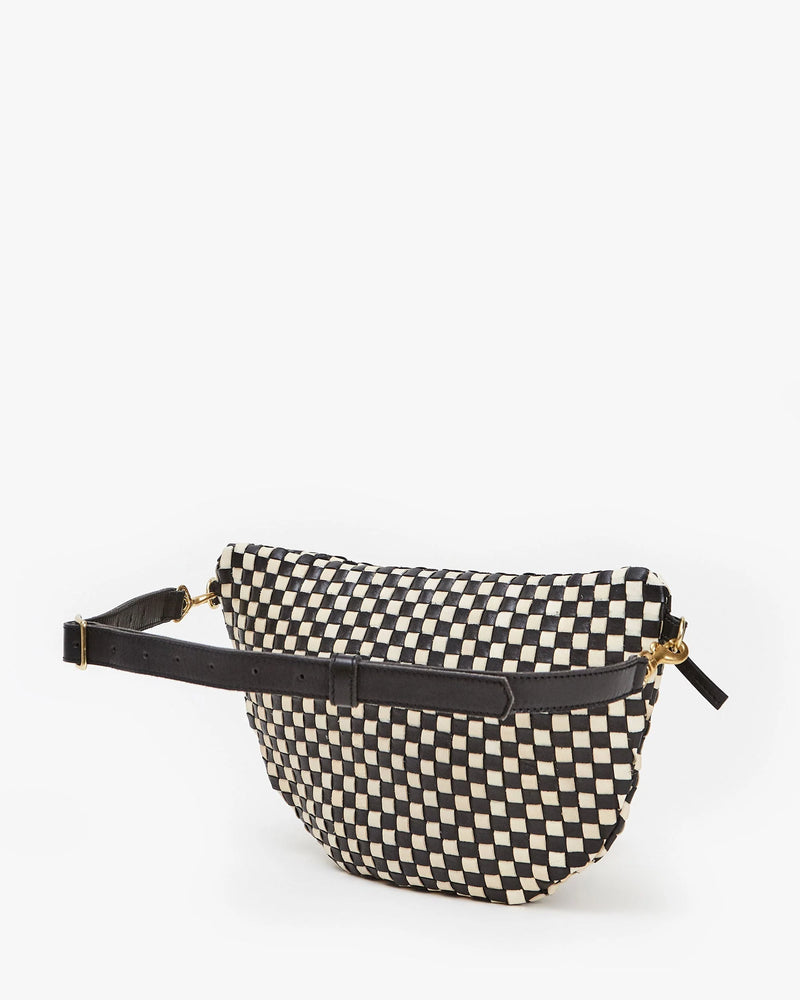 Clare V. - Grande Fanny Woven Checker in Cream/Black