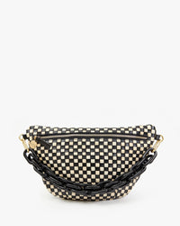 Clare V. - Grande Fanny Woven Checker in Cream/Black