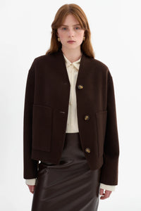 LAMARQUE - Hania - Reversible Wool Jacket in Dark Brown/Black