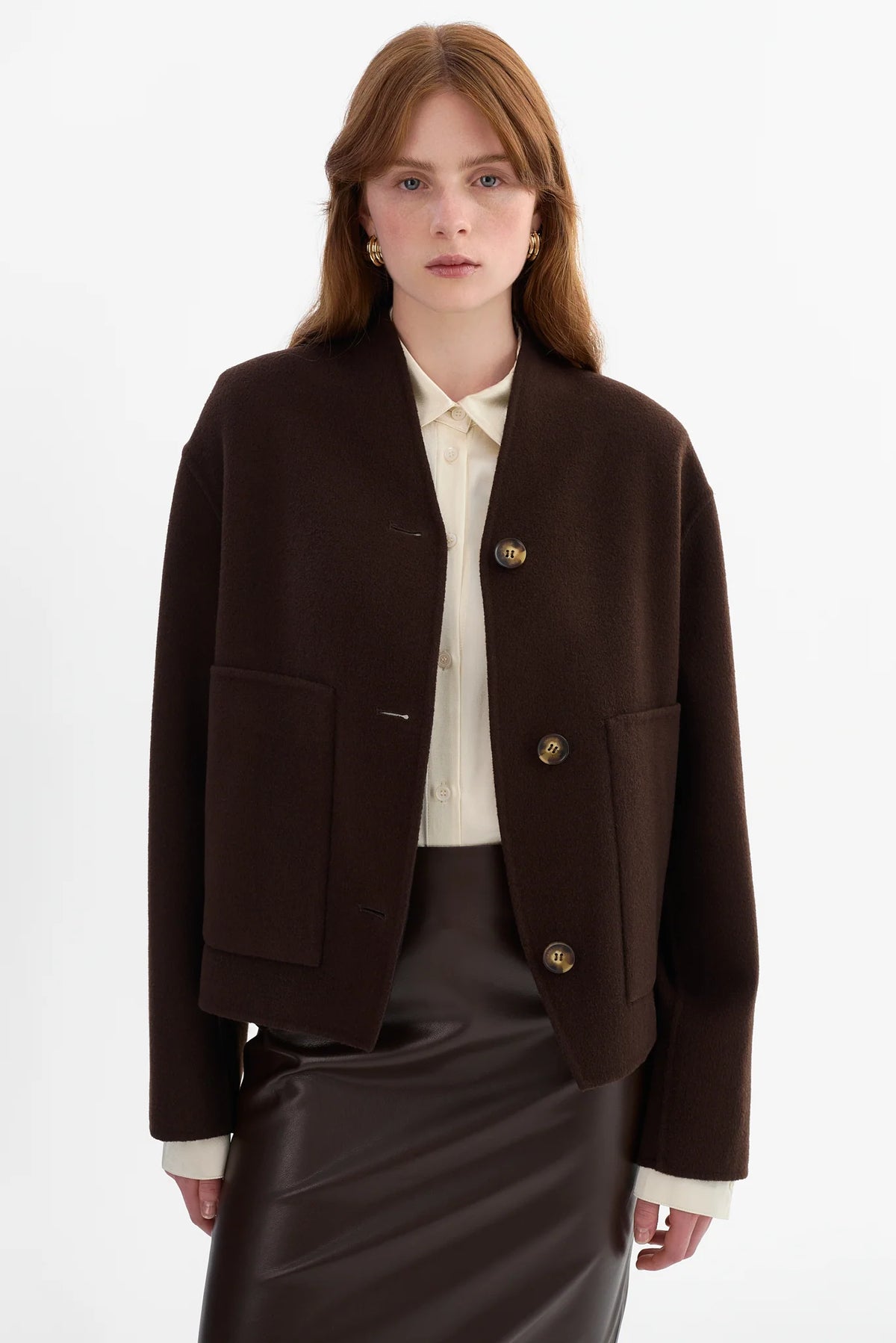 LAMARQUE - Hania - Reversible Wool Jacket in Dark Brown/Black