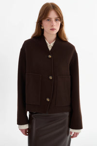LAMARQUE - Hania - Reversible Wool Jacket in Dark Brown/Black