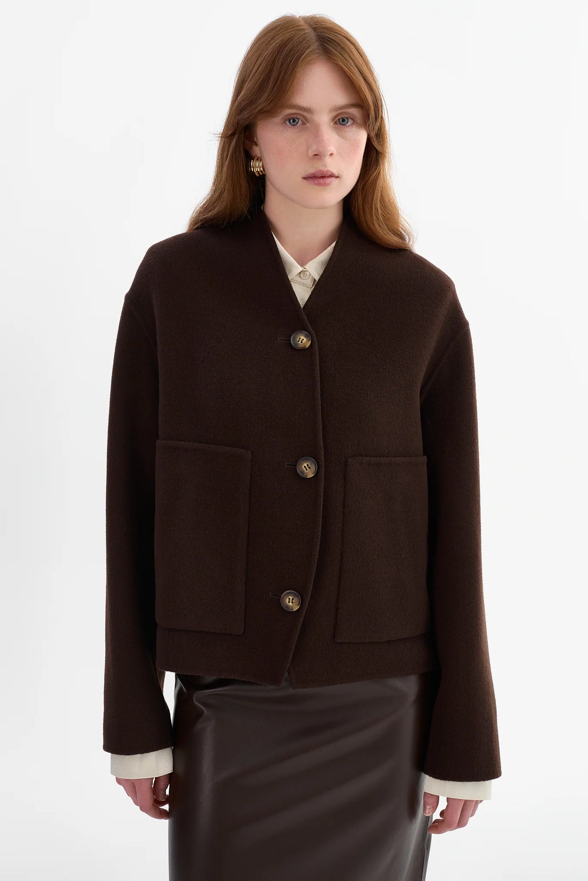 LAMARQUE - Hania - Reversible Wool Jacket in Dark Brown/Black
