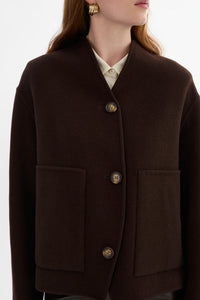 LAMARQUE - Hania - Reversible Wool Jacket in Dark Brown/Black