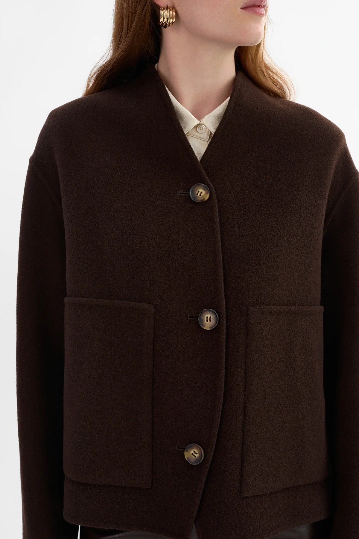 LAMARQUE - Hania - Reversible Wool Jacket in Dark Brown/Black