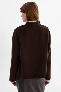 LAMARQUE - Hania - Reversible Wool Jacket in Dark Brown/Black