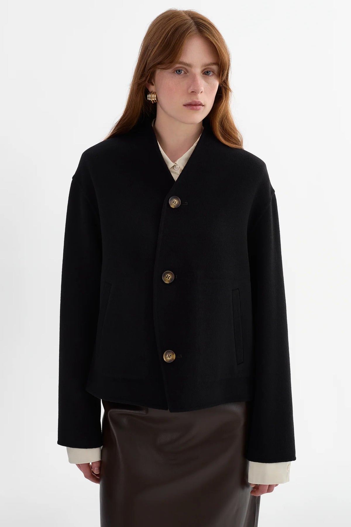 LAMARQUE - Hania - Reversible Wool Jacket in Dark Brown/Black