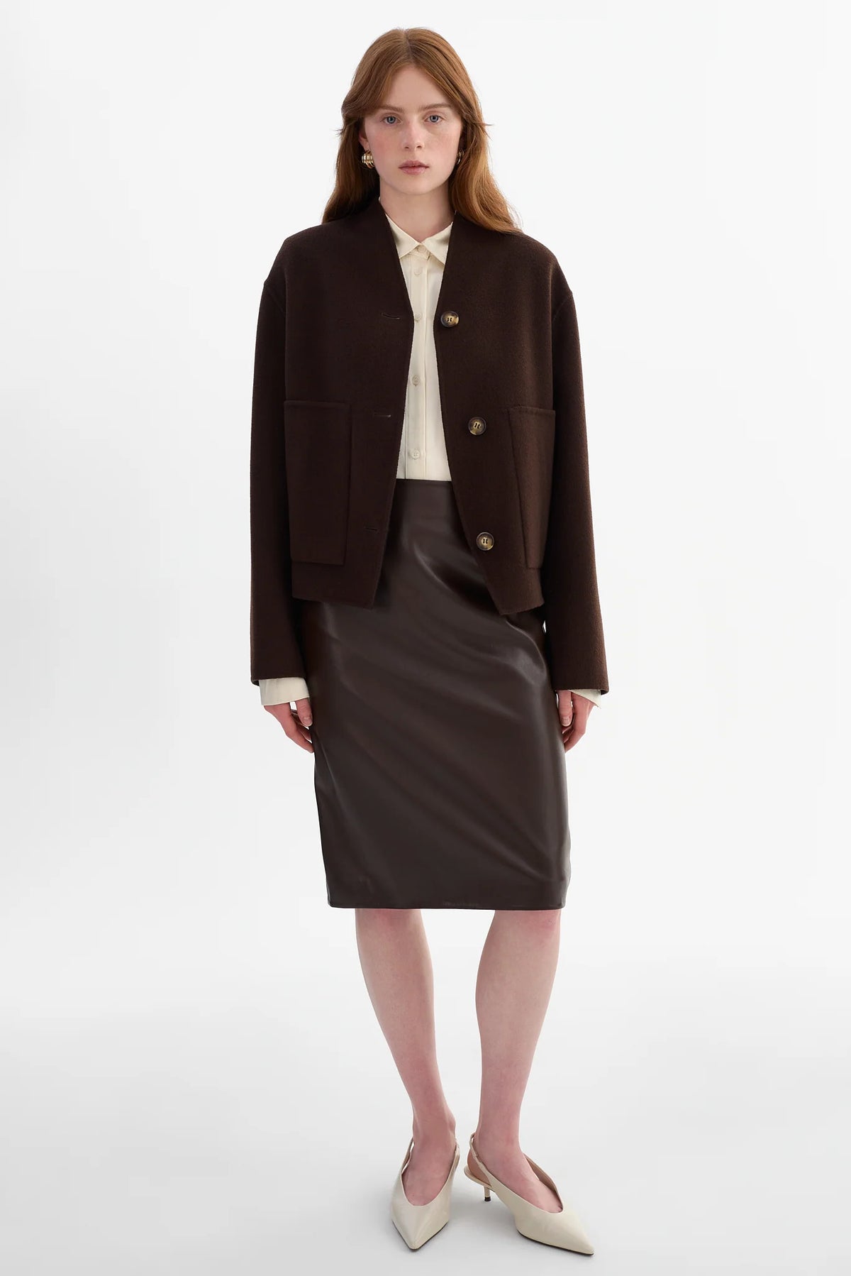 LAMARQUE - Hania - Reversible Wool Jacket in Dark Brown/Black