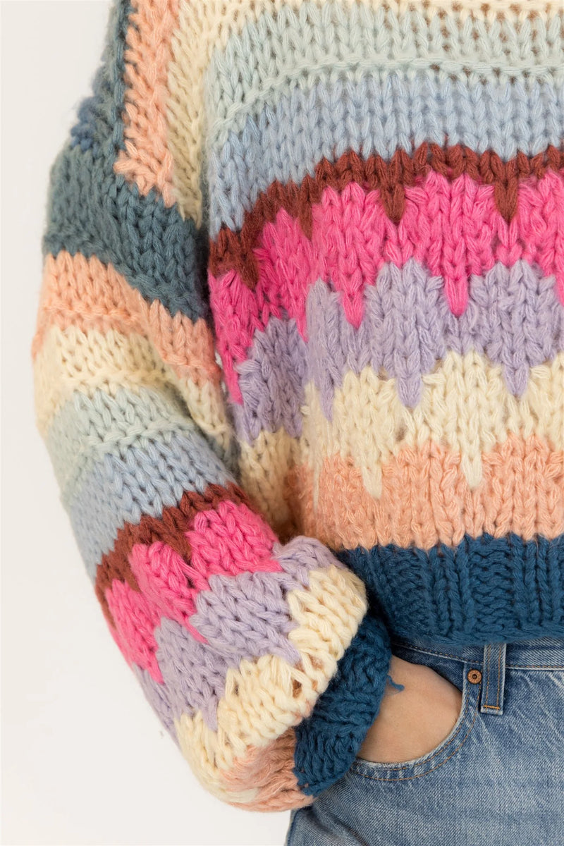 Lyla & Luxe - Hannah Handmade Crewneck Pullover in Multi