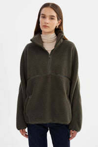 LAMARQUE - Helsa - Polar Fleece Pullover in Dark Olive