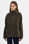 LAMARQUE - Helsa - Polar Fleece Pullover in Dark Olive