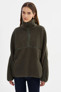 LAMARQUE - Helsa - Polar Fleece Pullover in Dark Olive