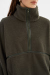 LAMARQUE - Helsa - Polar Fleece Pullover in Dark Olive