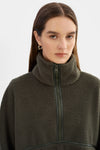 LAMARQUE - Helsa - Polar Fleece Pullover in Dark Olive