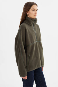 LAMARQUE - Helsa - Polar Fleece Pullover in Dark Olive