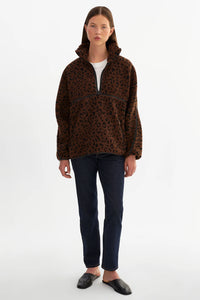 LAMARQUE - Helsa Knit Polar Fleece Pullover in Leopard