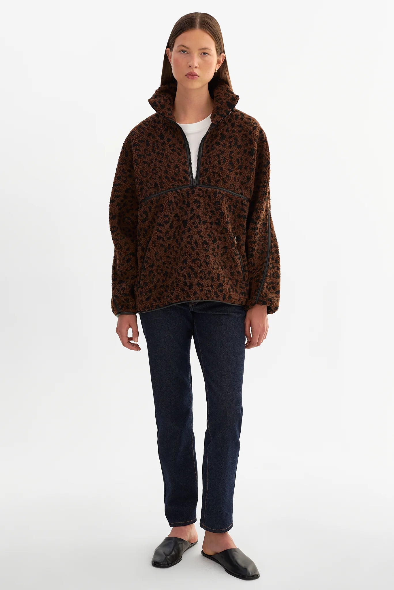 LAMARQUE - Helsa Knit Polar Fleece Pullover in Leopard