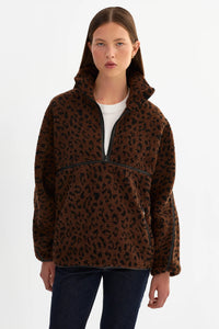 LAMARQUE - Helsa Knit Polar Fleece Pullover in Leopard