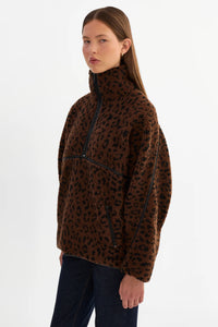 LAMARQUE - Helsa Knit Polar Fleece Pullover in Leopard