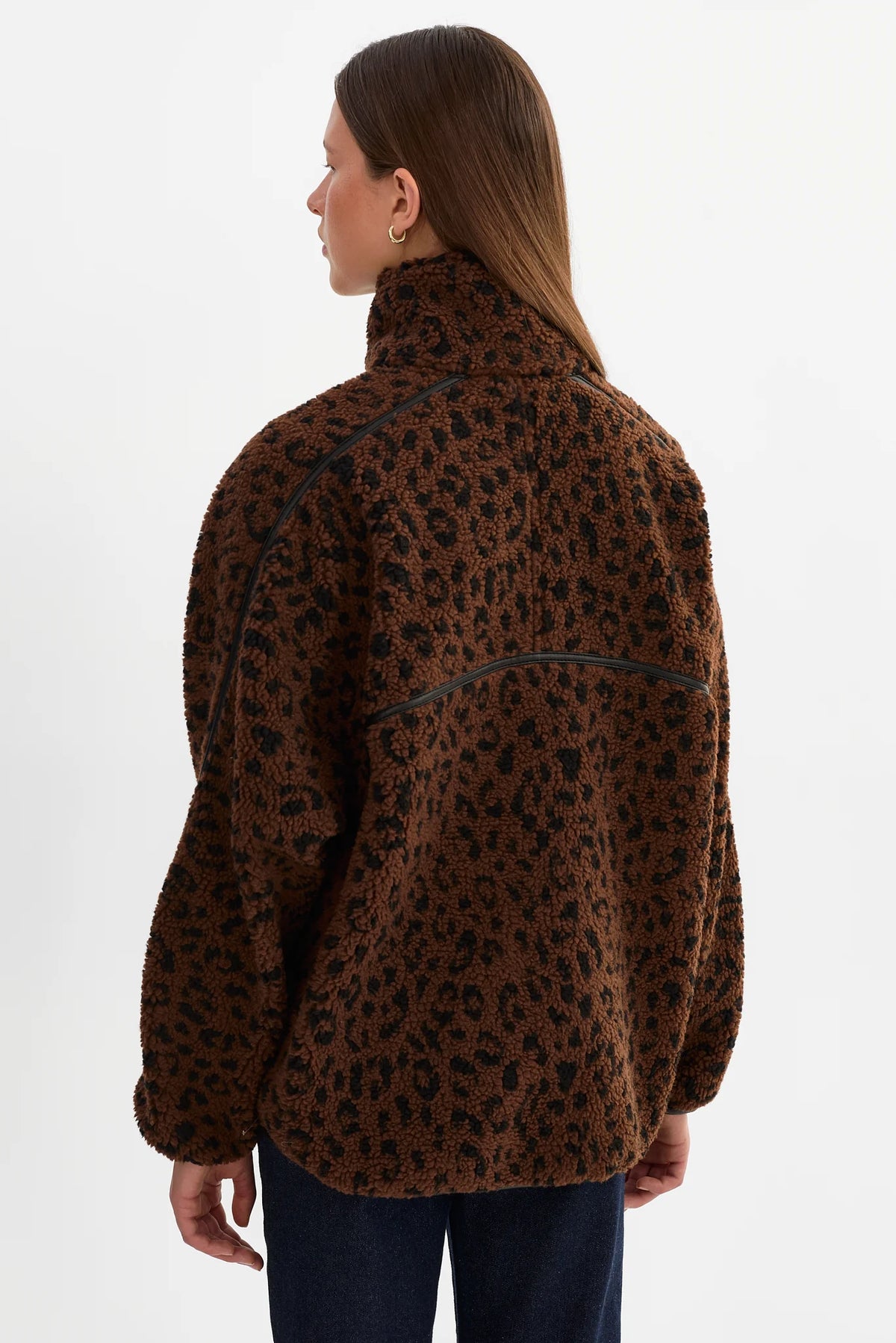 LAMARQUE - Helsa Knit Polar Fleece Pullover in Leopard