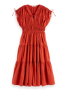 Scotch & Soda - Gathered Midi Dress in Ketchup