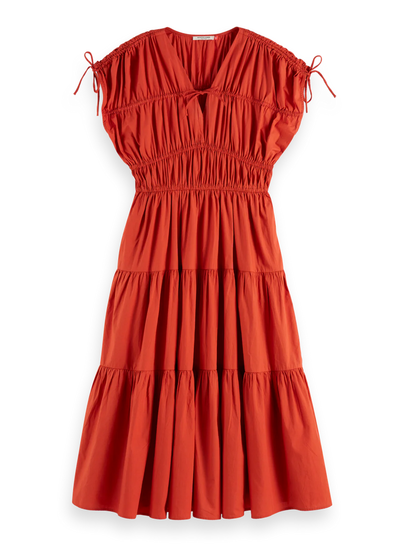Scotch & Soda - Gathered Midi Dress in Ketchup