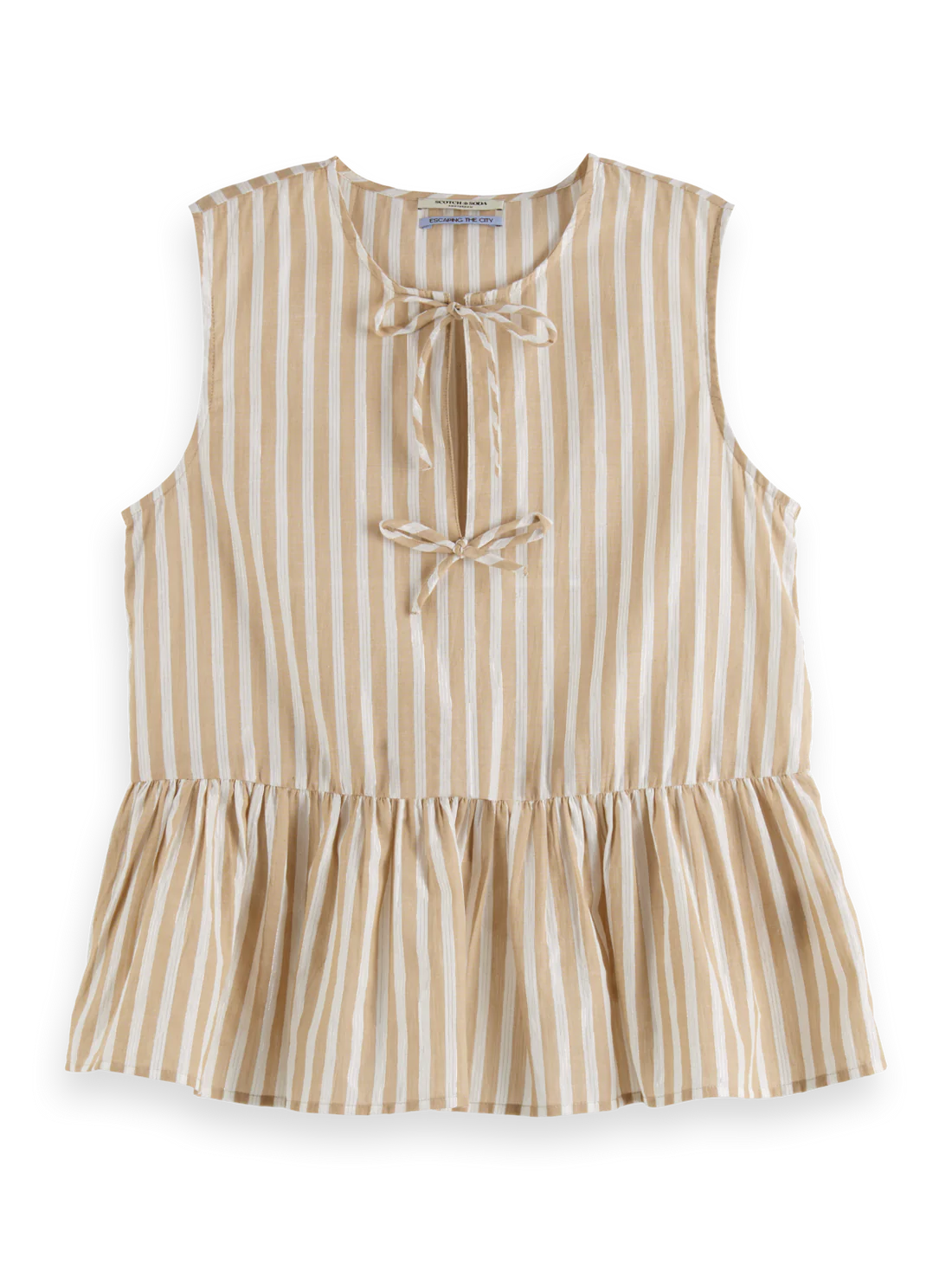 Scotch & Soda - Bow Details Top in Desert Sand Stripe with Lurex