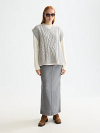 Scotch & Soda - Cable Stitch Spencer in Grey Melange