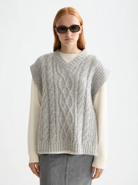 Scotch & Soda - Cable Stitch Spencer in Grey Melange