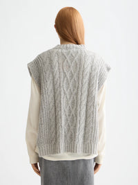 Scotch & Soda - Cable Stitch Spencer in Grey Melange