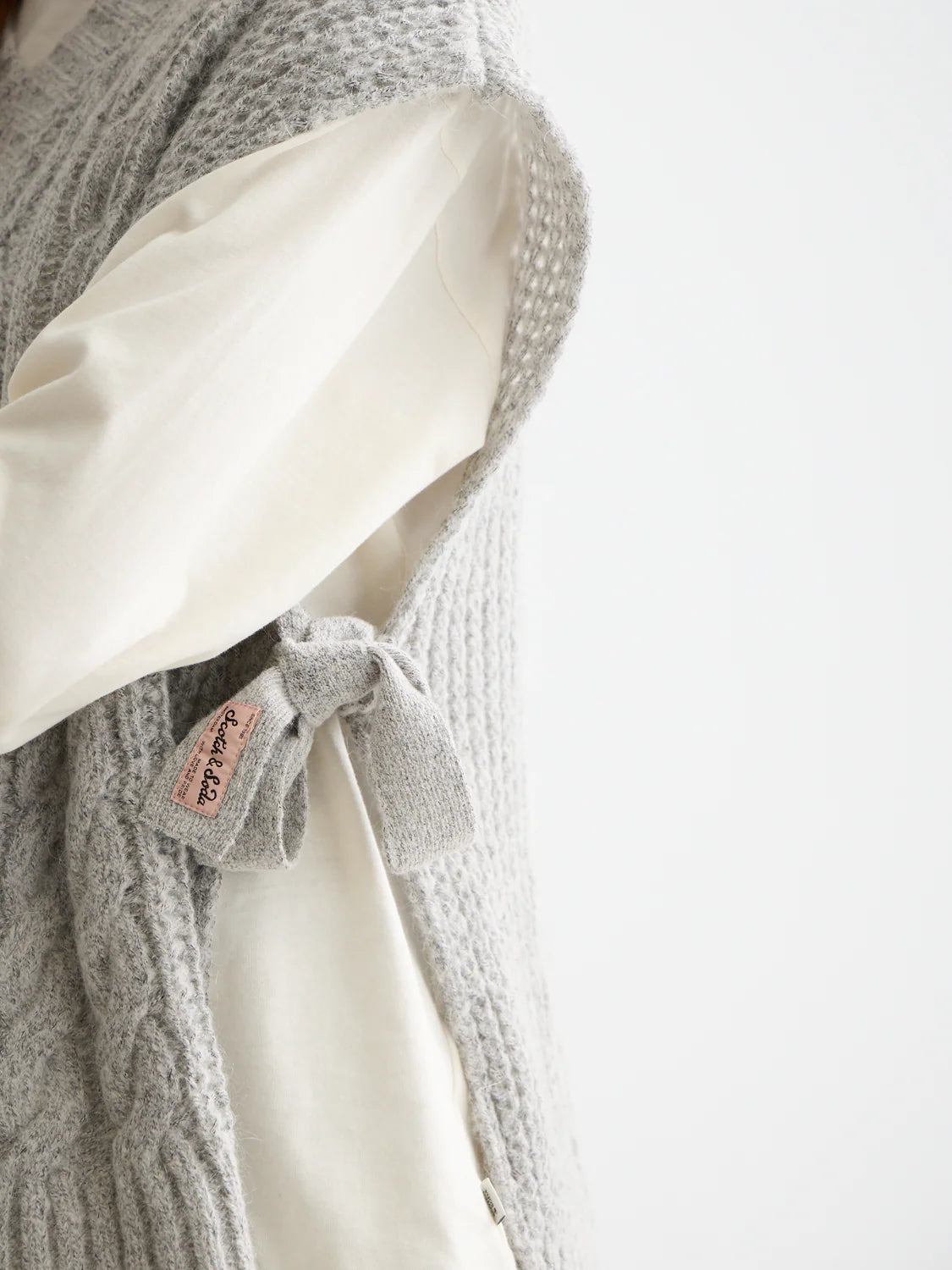 Scotch & Soda - Cable Stitch Spencer in Grey Melange